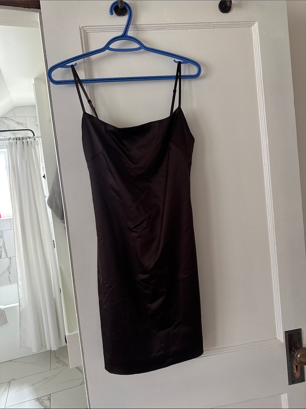 Aritzia Black Satin Slip Mini Dress